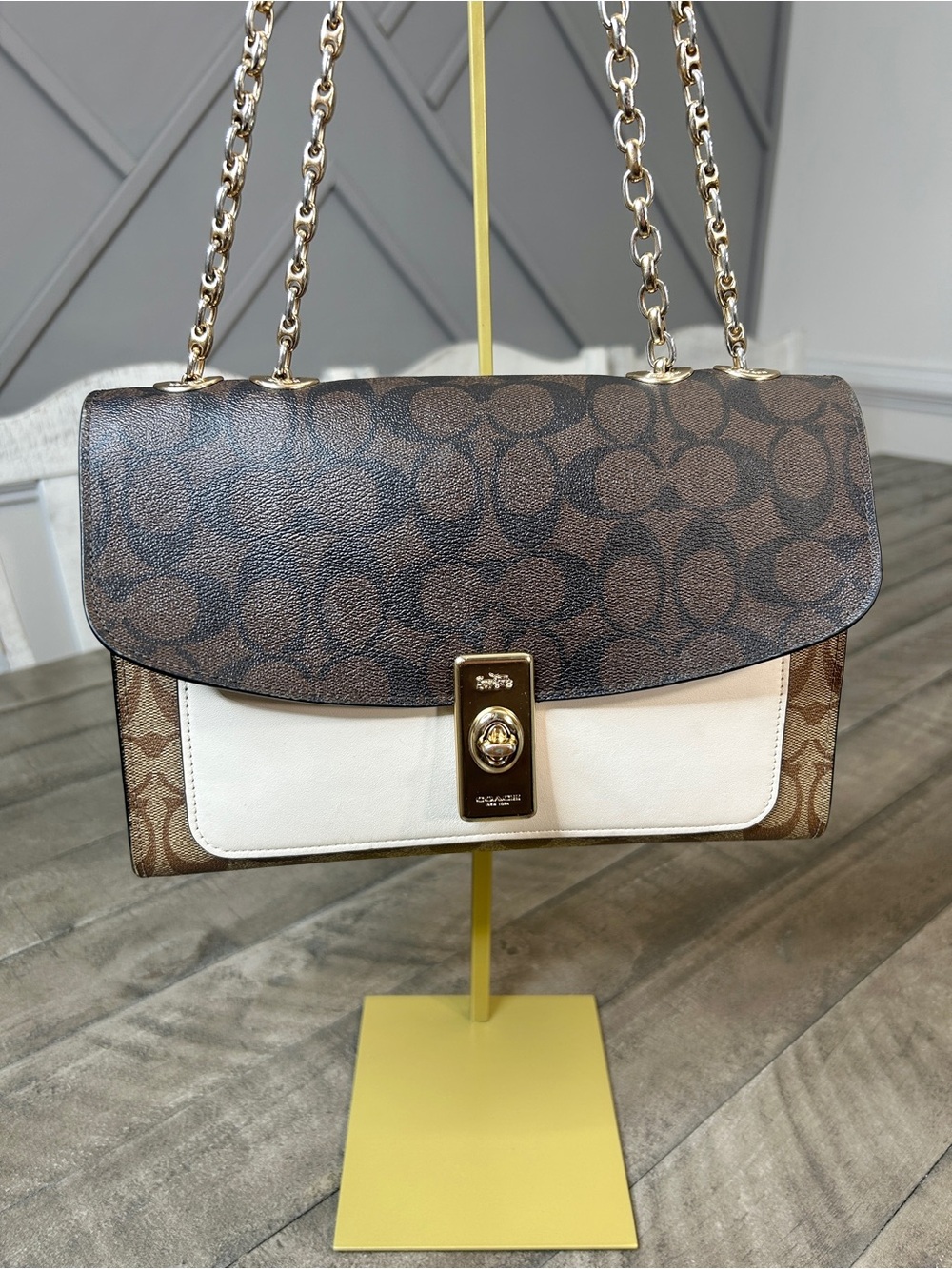 Coach Lane Shoulder Bag Blocked Signature Canvas Leather Purse C1539 - Picture 4 of 11